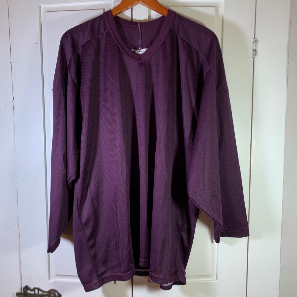 Maska‎ Vintage Air-Knit Hockey Jersey Mens XL Maroon Burgundy V-Neck USA Made